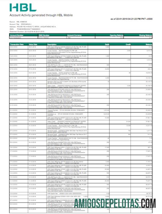 Para baxiar PAQUISTÃO HBL Modelo de Word e PDF para conta de serviços públicos